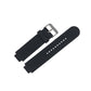 Black perforated silicone watch strap with metal buckle and adjustment holes