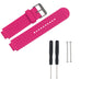 Pink-purple perforated silicone watch strap with metal buckle, with installation pins