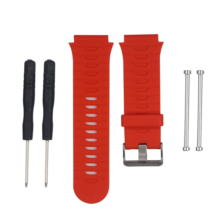 Replacement watchband for Garmin Forerunner 920XT, red silicone strap with metal buckle clasp