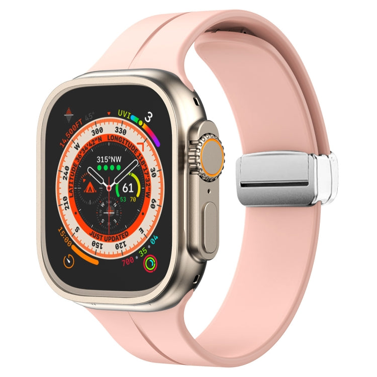 Magnetic Fold Clasp Silicone Watch Band, For Apple Watch Series 8&7 45mm, For Apple Watch Series 8&7 41mm