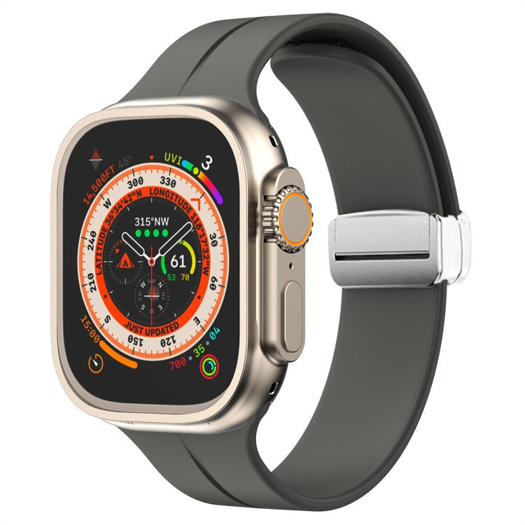 Magnetic Fold Clasp Silicone Watch Band, For Apple Watch Series 8&7 45mm, For Apple Watch Series 8&7 41mm