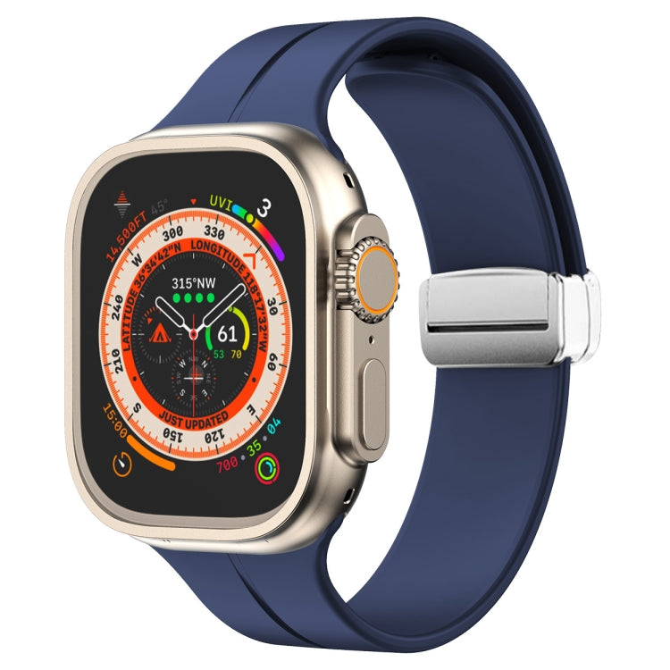Magnetic Fold Clasp Silicone Watch Band, For Apple Watch Series 8&7 45mm, For Apple Watch Series 8&7 41mm