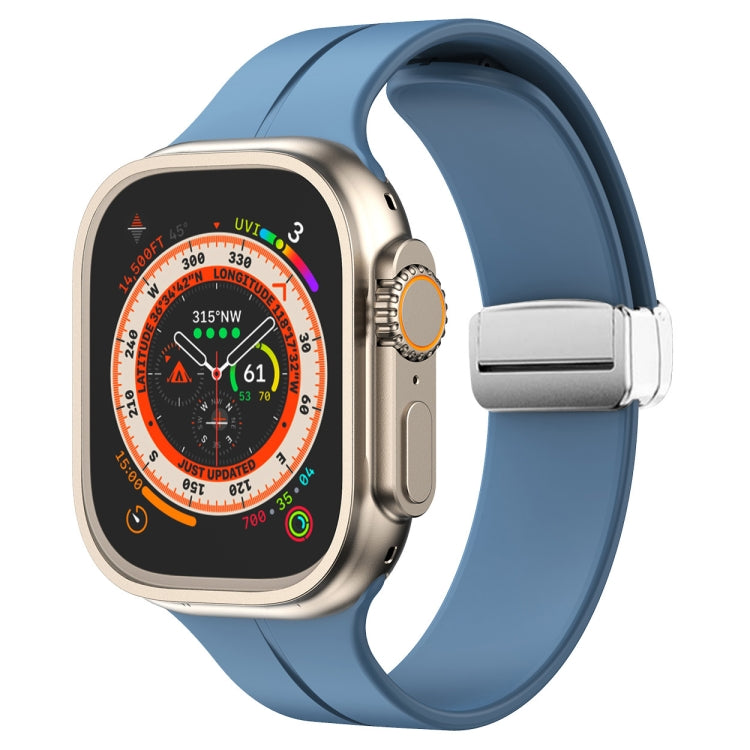 Magnetic Fold Clasp Silicone Watch Band, For Apple Watch Series 8&7 45mm, For Apple Watch Series 8&7 41mm
