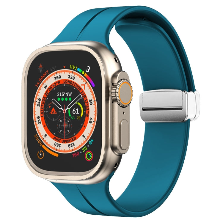 Magnetic Fold Clasp Silicone Watch Band, For Apple Watch Series 8&7 45mm, For Apple Watch Series 8&7 41mm