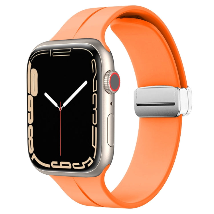 Magnetic Fold Clasp Silicone Watch Band, For Apple Watch Series 8&7 45mm, For Apple Watch Series 8&7 41mm