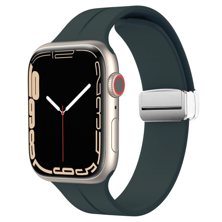 Magnetic Fold Clasp Silicone Watch Band, For Apple Watch Series 8&7 45mm, For Apple Watch Series 8&7 41mm