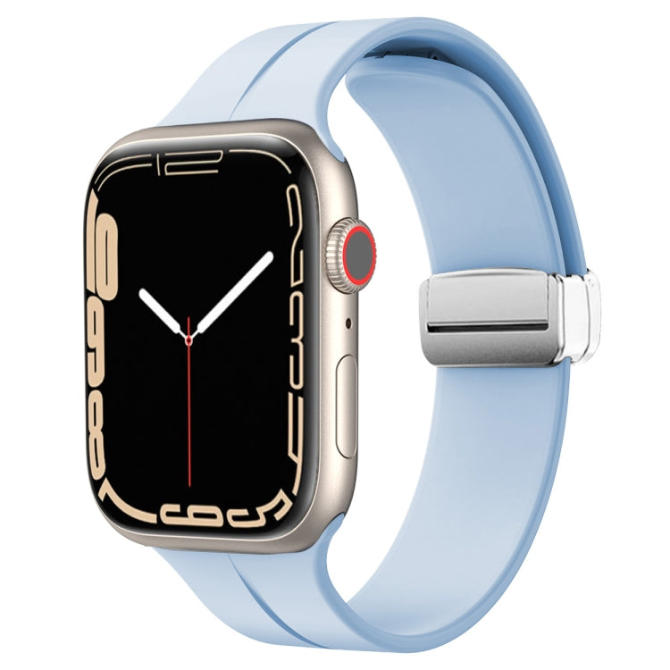 Magnetic Fold Clasp Silicone Watch Band, For Apple Watch Series 8&7 45mm, For Apple Watch Series 8&7 41mm