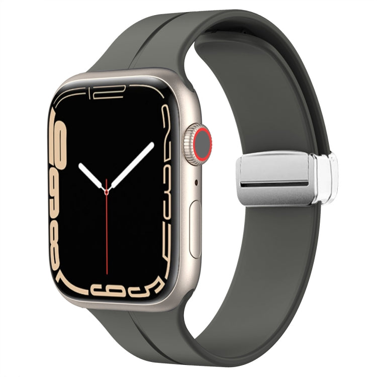Magnetic Fold Clasp Silicone Watch Band, For Apple Watch Series 8&7 45mm, For Apple Watch Series 8&7 41mm