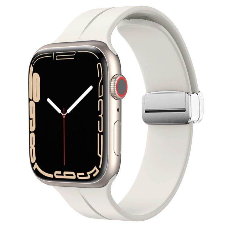 Magnetic Fold Clasp Silicone Watch Band, For Apple Watch Series 8&7 45mm, For Apple Watch Series 8&7 41mm