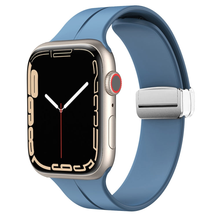 Magnetic Fold Clasp Silicone Watch Band, For Apple Watch Series 8&7 45mm, For Apple Watch Series 8&7 41mm
