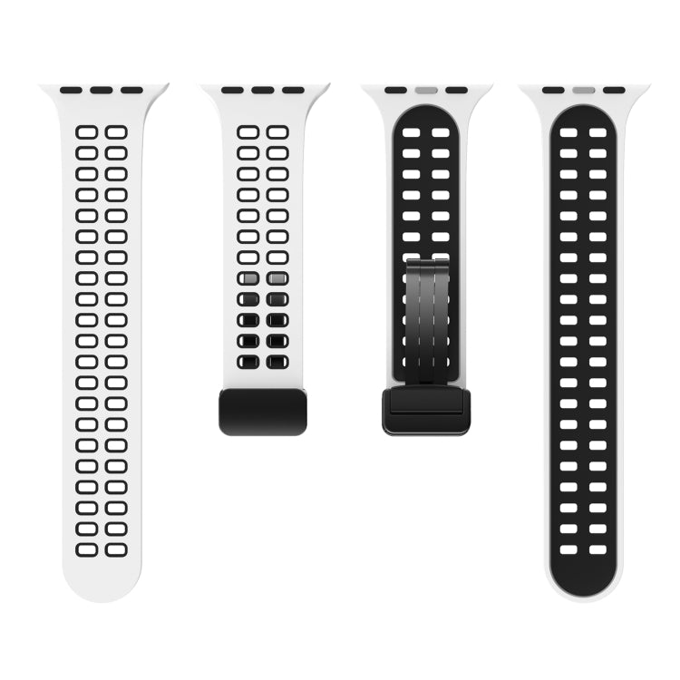 Silicone watch bands with square perforations in white and black color options