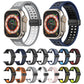 Set of silicone smartwatch bands in multiple colors with square perforations and clasps