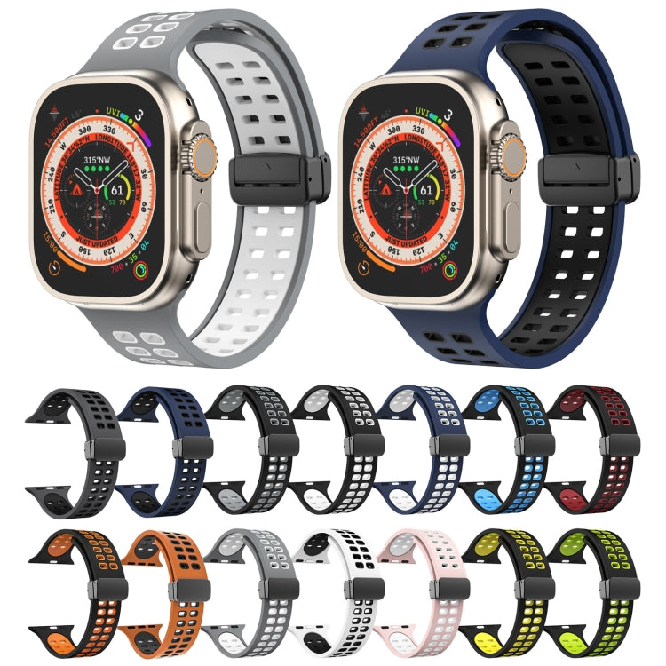 Set of silicone smartwatch bands in multiple colors with square perforations and clasps