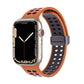 Silicone watch band with magnetic fold clasp, orange strap with square holes and black clasp