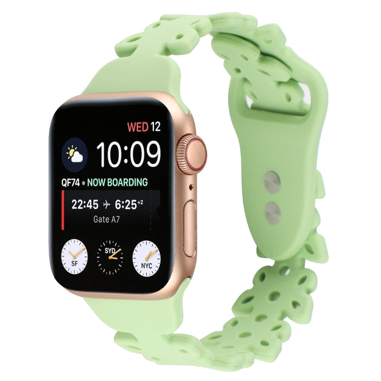 Mint green silicone butterfly hollow watch band for Apple Watch with cutout links