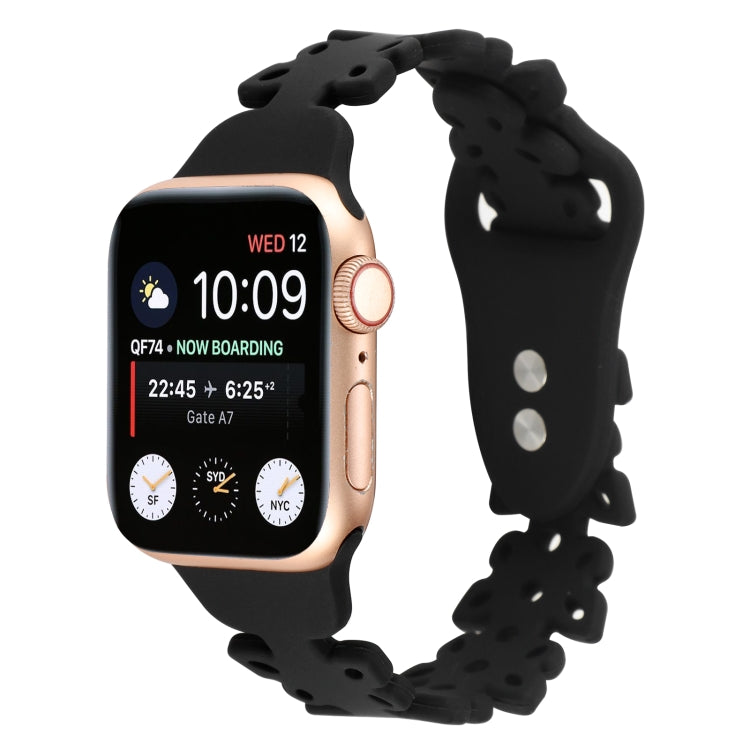 Black silicone butterfly hollow watch band for Apple Watch with ventilated link design