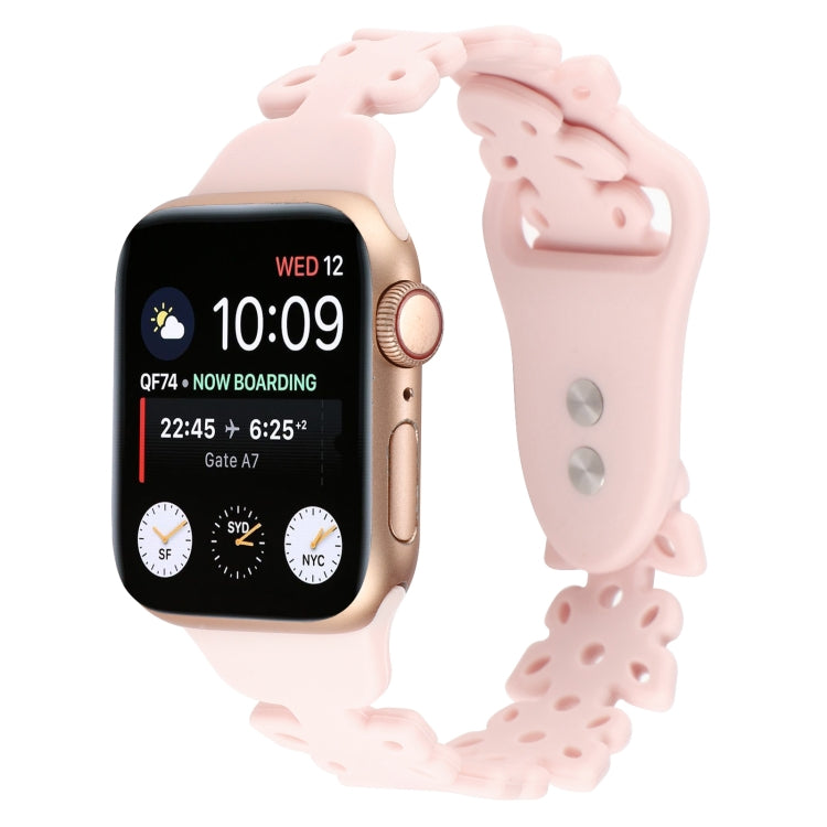 Soft pink butterfly-hollow silicone watch band for Apple Watch, butterfly cutouts