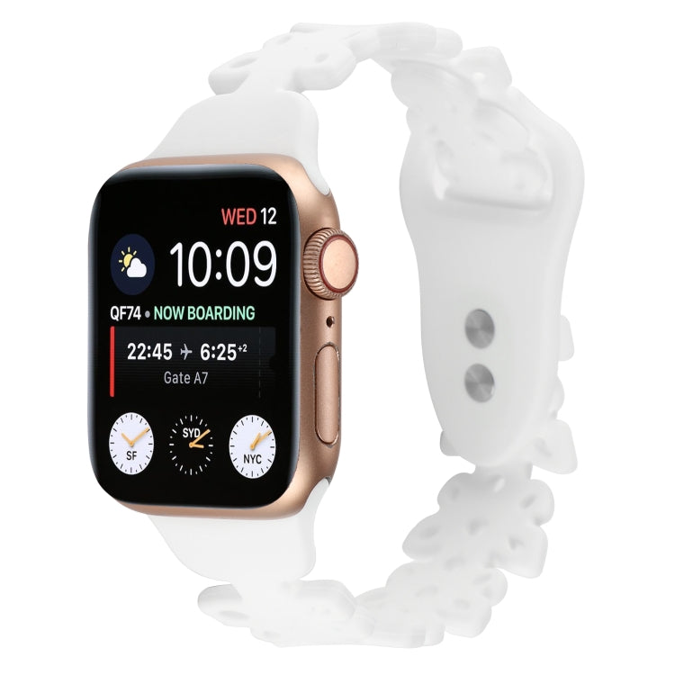 White silicone butterfly hollow watch band for Apple Watch, ventilated cutout links