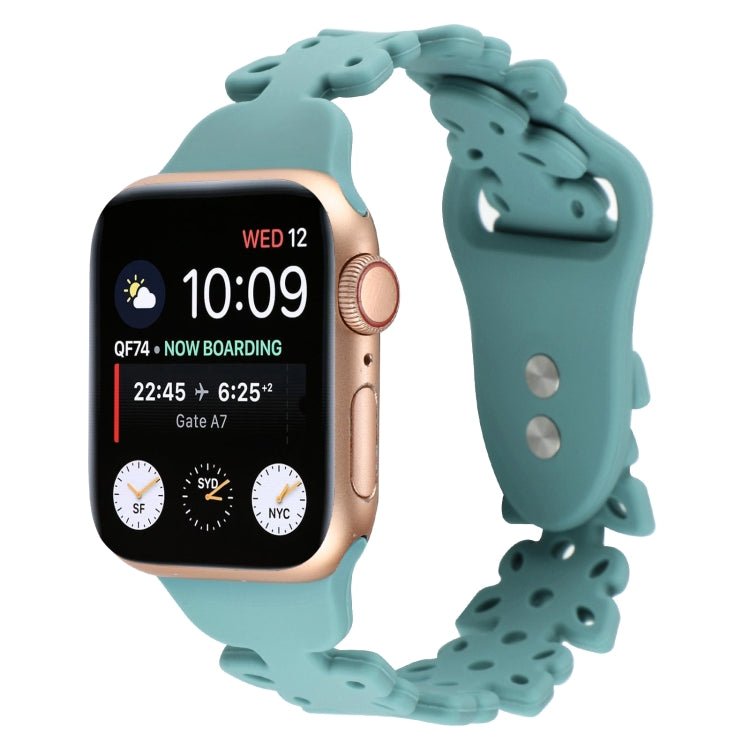Light teal silicone butterfly hollow watch band for Apple Watch, hollow butterfly design
