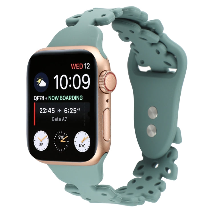 Silicone watch band with butterfly cutouts, teal green for Apple Watch