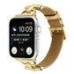 Crocodile-textured genuine leather watch band in gold with gold-tone D-buckle.