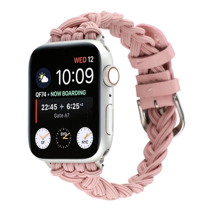Apple Watch braided nylon elastic band, blush pink woven braid with buckle
