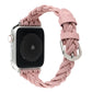 Apple Watch braided nylon elastic band, blush pink braid with silver buckle loop