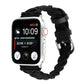 Black braided elastic nylon Apple Watch band with metal buckle and loop adjuster