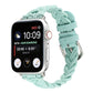 Teal braided elastic nylon Apple Watch band with metal buckle and clasp