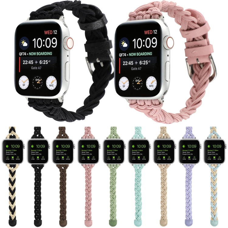 Apple Watch braided nylon elastic band set, black and pink braided bands