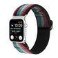 Buckle elastic nylon watch band with rainbow woven pattern and metal clasp