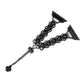 Dual-row chain metal watch band, black with two end brackets and clover charm