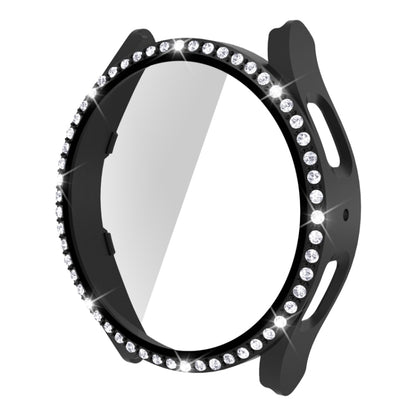 Black diamond watch case with single-row rhinestones and tempered glass for Galaxy Watch5 44mm