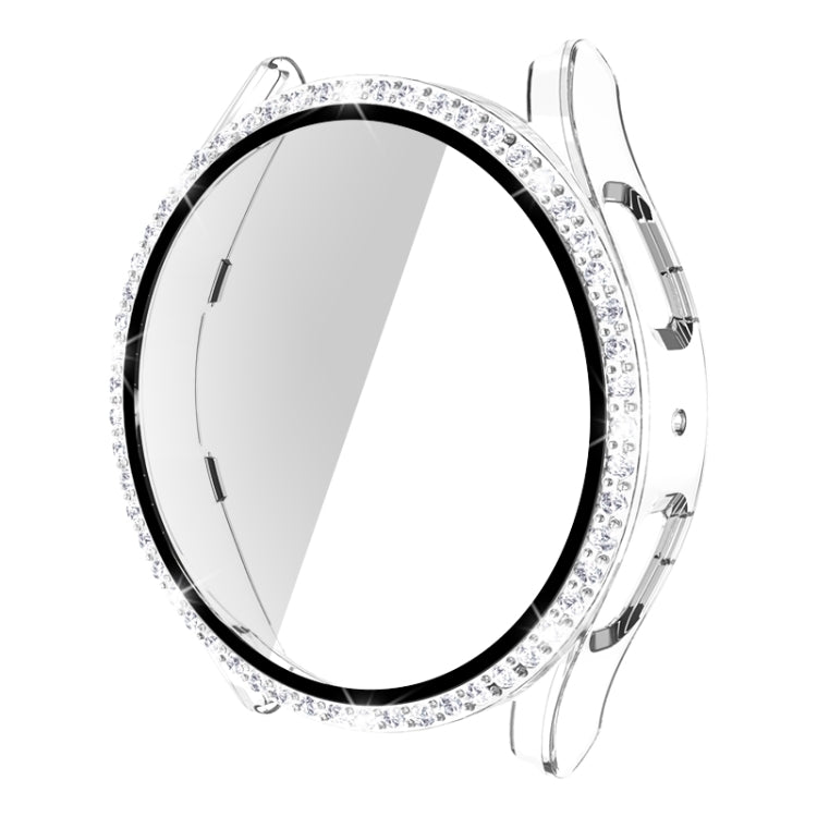 Transparent diamond watch case with single-row rhinestones and tempered glass for Galaxy Watch5 44mm