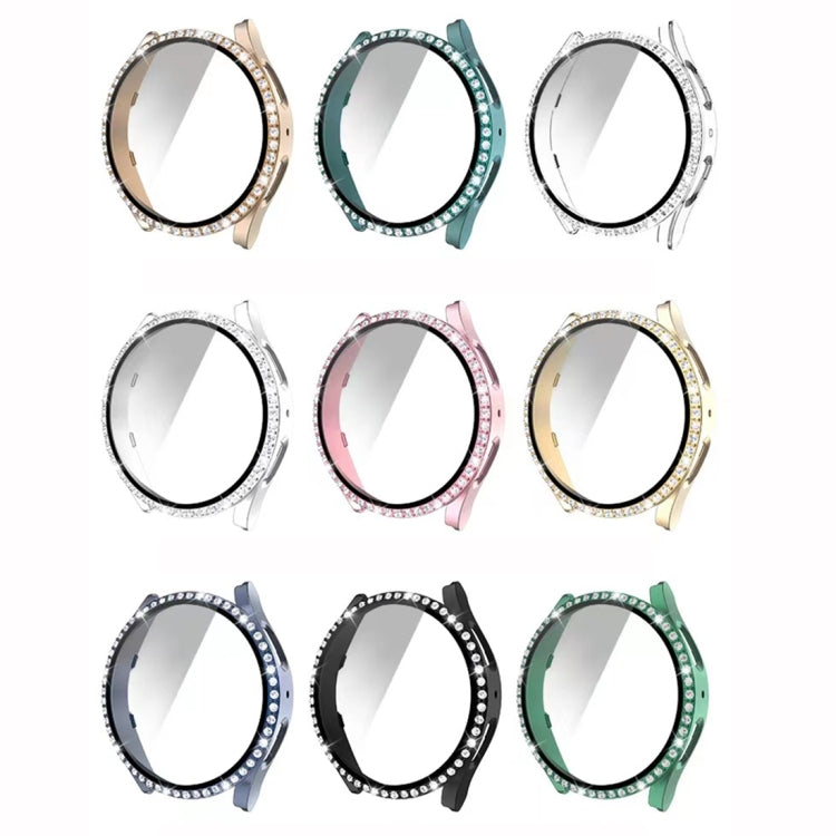 Diamond watch case with tempered glass, round bezel in multiple colors