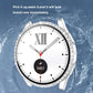 Round diamond watch case with tempered glass, sparkling bezel and white strap