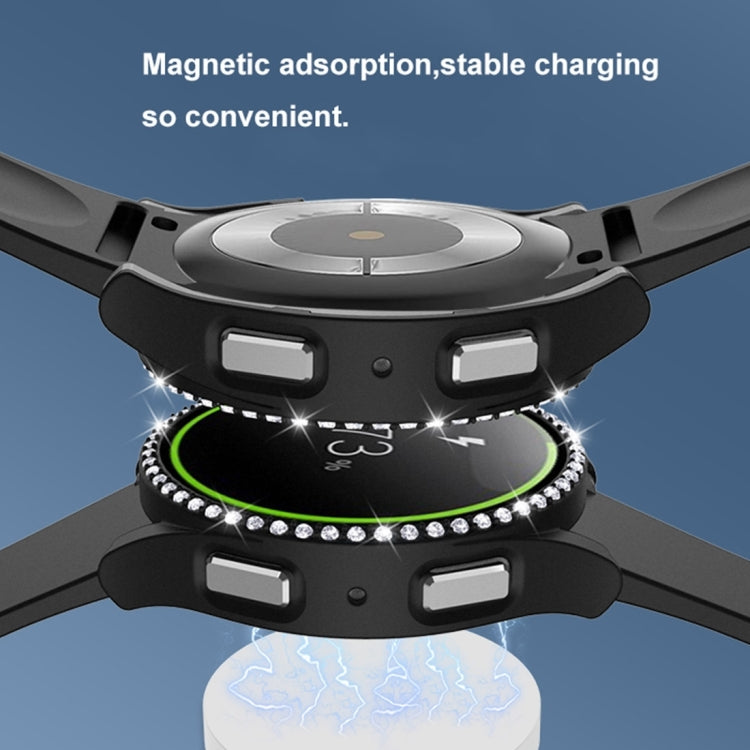 Black diamond watch case with tempered glass, charging contacts and LED ring