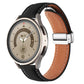 Folding Buckle Plain Weave Genuine Leather Watch Band, 20mm, 22mm
