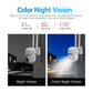ESCAM white WiFi security camera with night-vision scenes and light beam