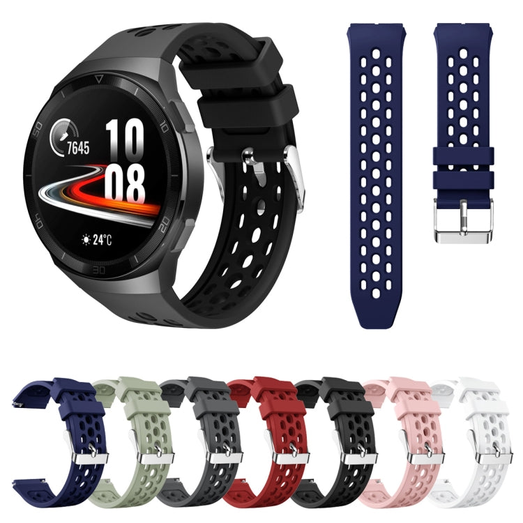 Solid Color Round Hole Silicone Watch Band, For Huawei Watch GT 2e