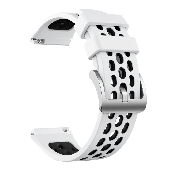 Two-tone silicone watch band, perforated white strap with clasp, for Huawei Watch GT 2e