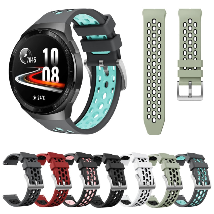 Set of silicone watch bands, perforated two-tone straps in multiple colors, for Huawei Watch GT 2e