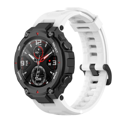 Silicone watch strap with perforated links and buckle, white for Amazfit T-Rex A1918
