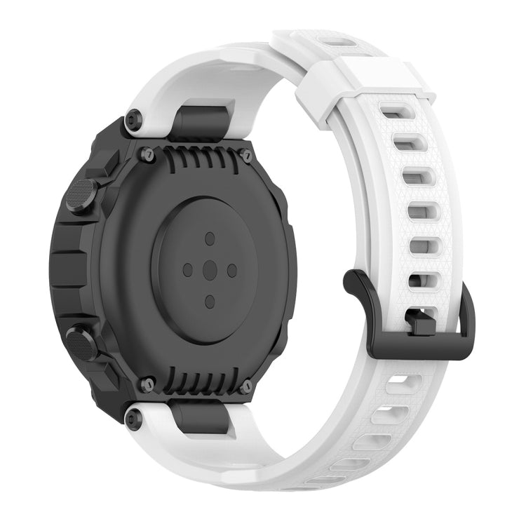 Silicone watch strap with textured underside and buckle, white for Amazfit T-Rex A1918