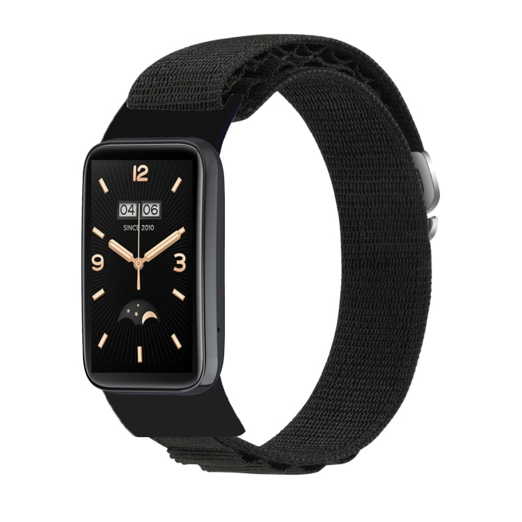 Loop nylon smartwatch band, black, with woven strap texture