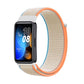 Woven nylon loop watch band for Huawei Band 8, beige strap with orange trim