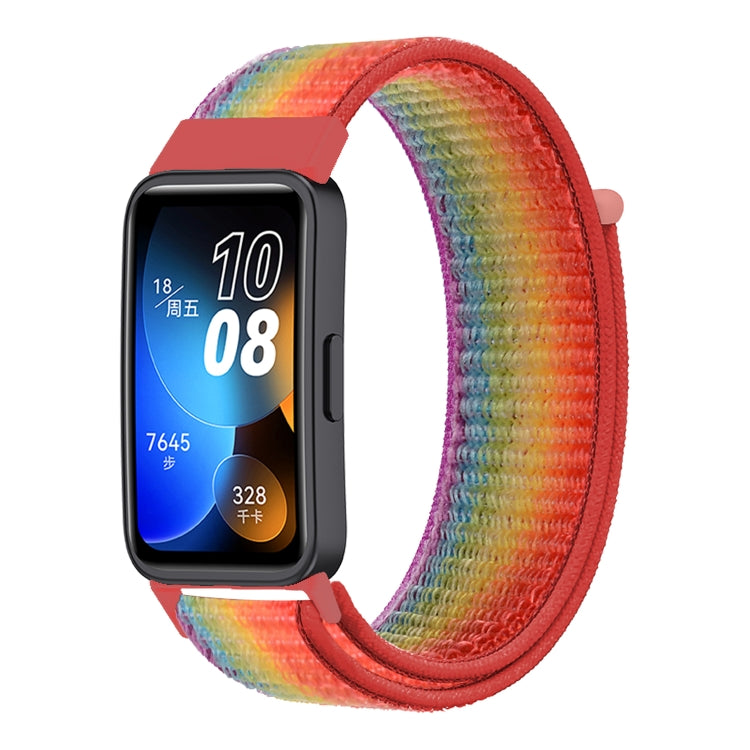 Rainbow woven nylon loop watch band for Huawei Band 8