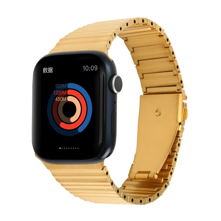 Gold metal replacement watch band with link bracelet for Apple Watch