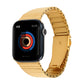 Metal replacement watch band for Apple Watch, gold, ridged link design.