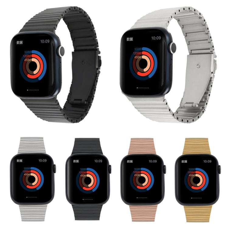 Ocean metal watch band set with ribbed links: black, silver, rose gold, gold